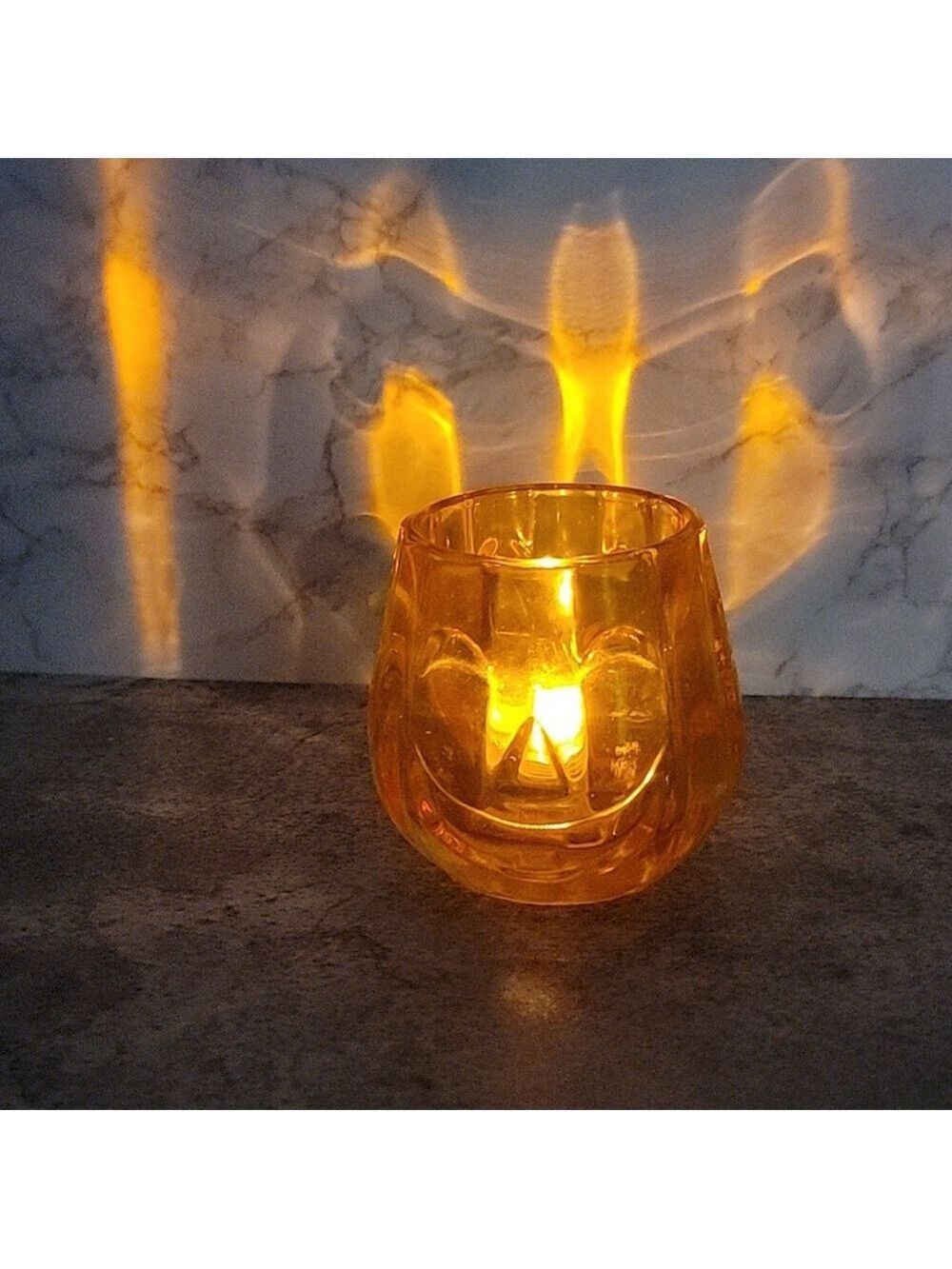 Galerie Glass Jack-o-lantern pumpkin Tealight Votive Candle Holder